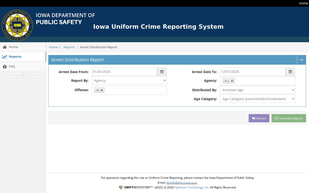 Aggregate Iowa arrest statistics separate from Union County police blotter names