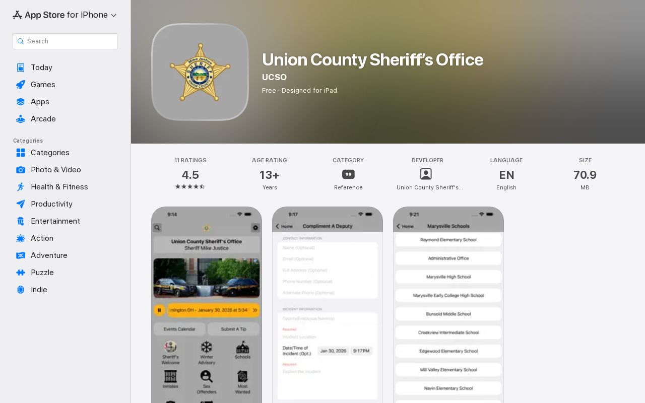 Union County Sheriff IA official mobile app listing