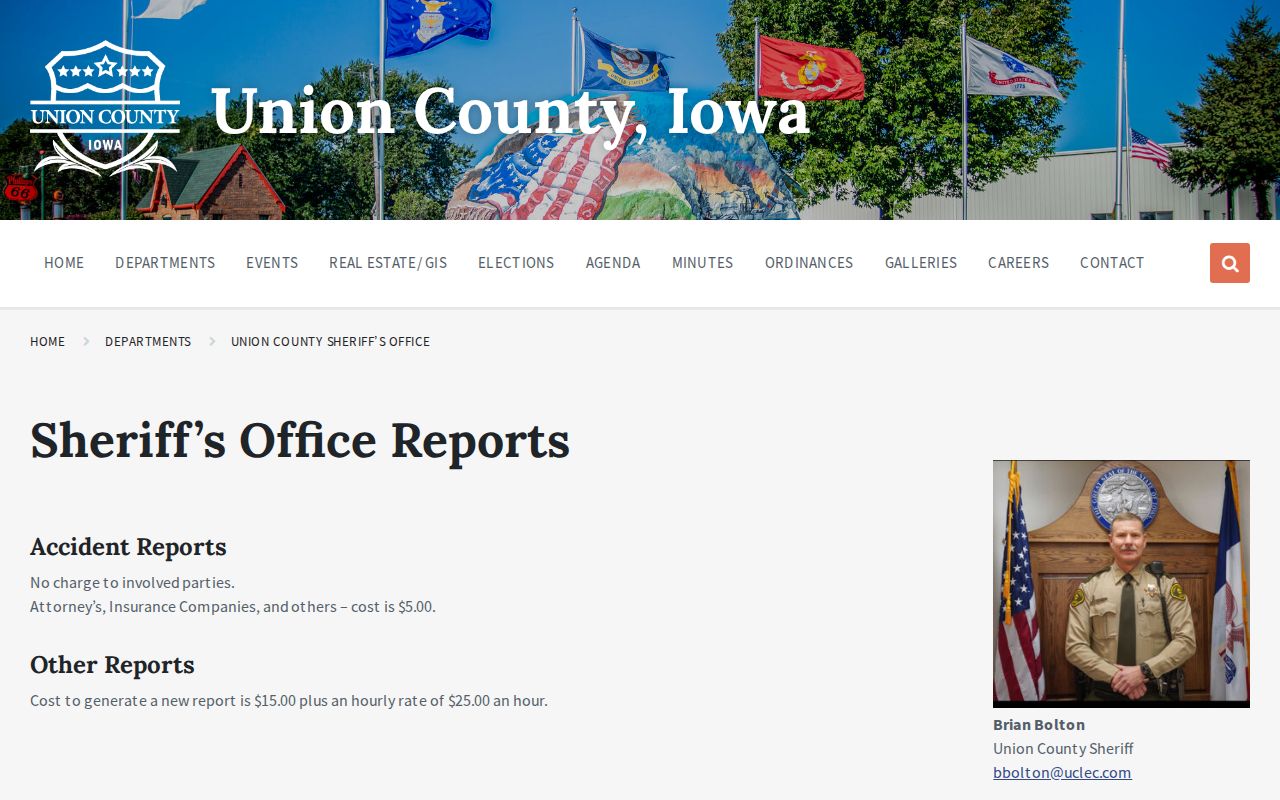 Union County Sheriff reports and records fee information